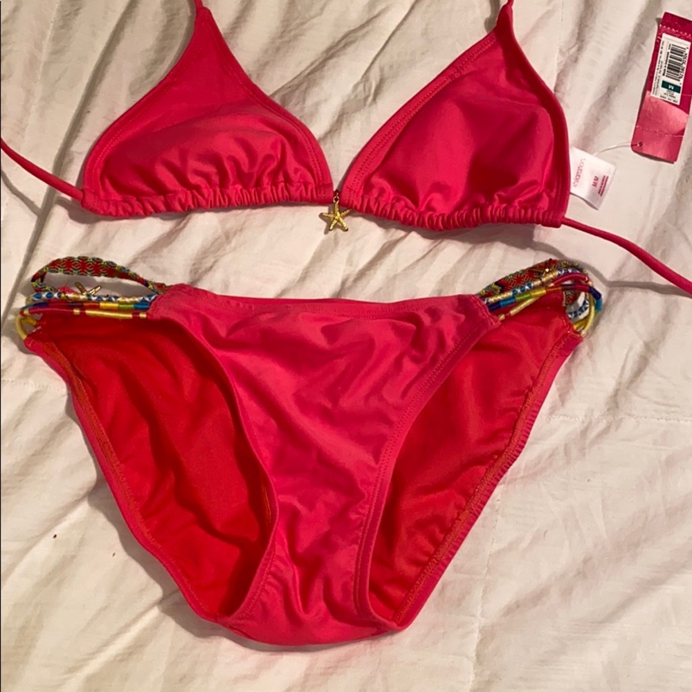Pink starfish swim